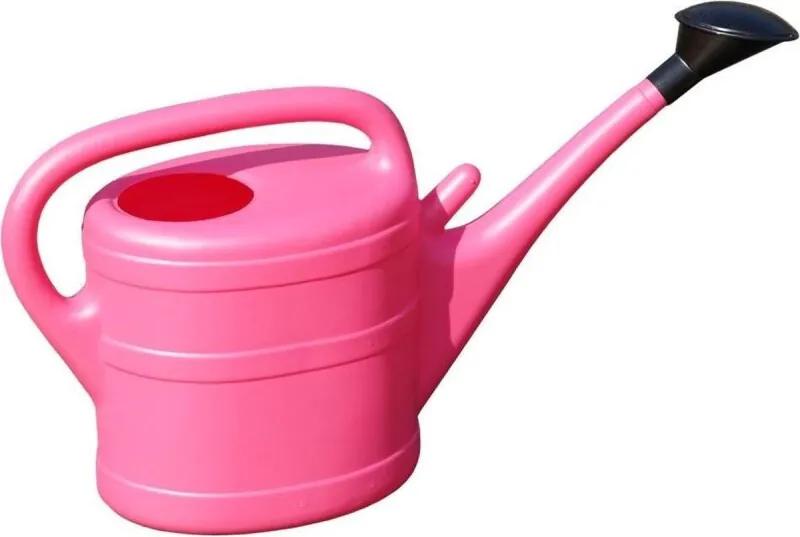 1x Roze gieter met broeskop 10 liter Tuin/tuinier benodigdheden Planten water geven Gieters roze