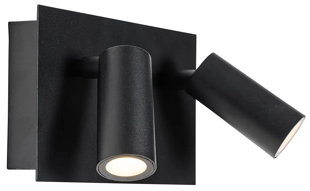 Buiten wandlamp zwart incl. LED 2-lichts bewegingssensor- Simon