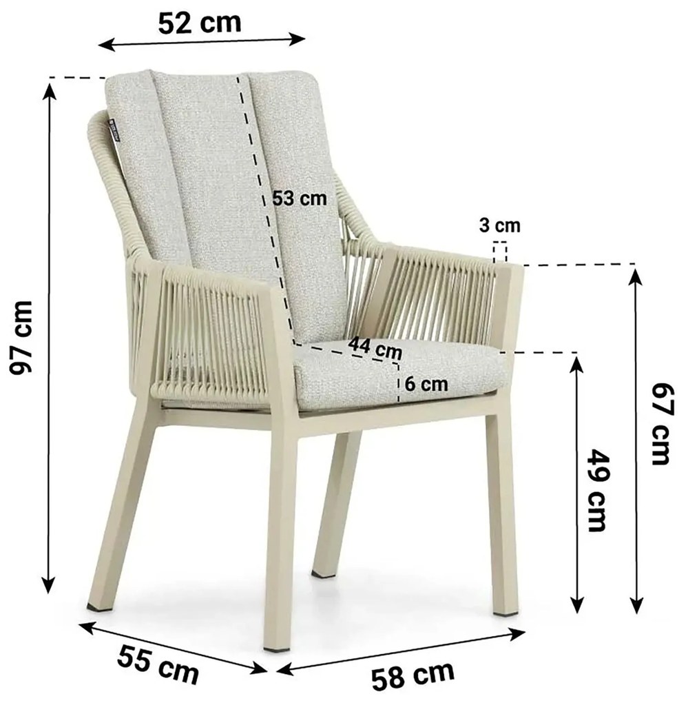 Tuinset 6 personen 240 cm Aluminium/rope Taupe Lifestyle Garden Furniture Verona/Diogo
