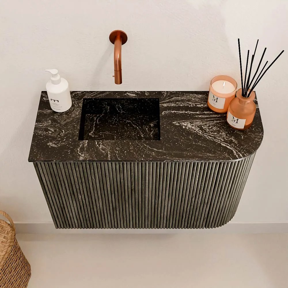 Mondiaz Joya DLux 60cm toiletmeubel ronding rechts shadow met wastafel faye links zonder kraangat lava