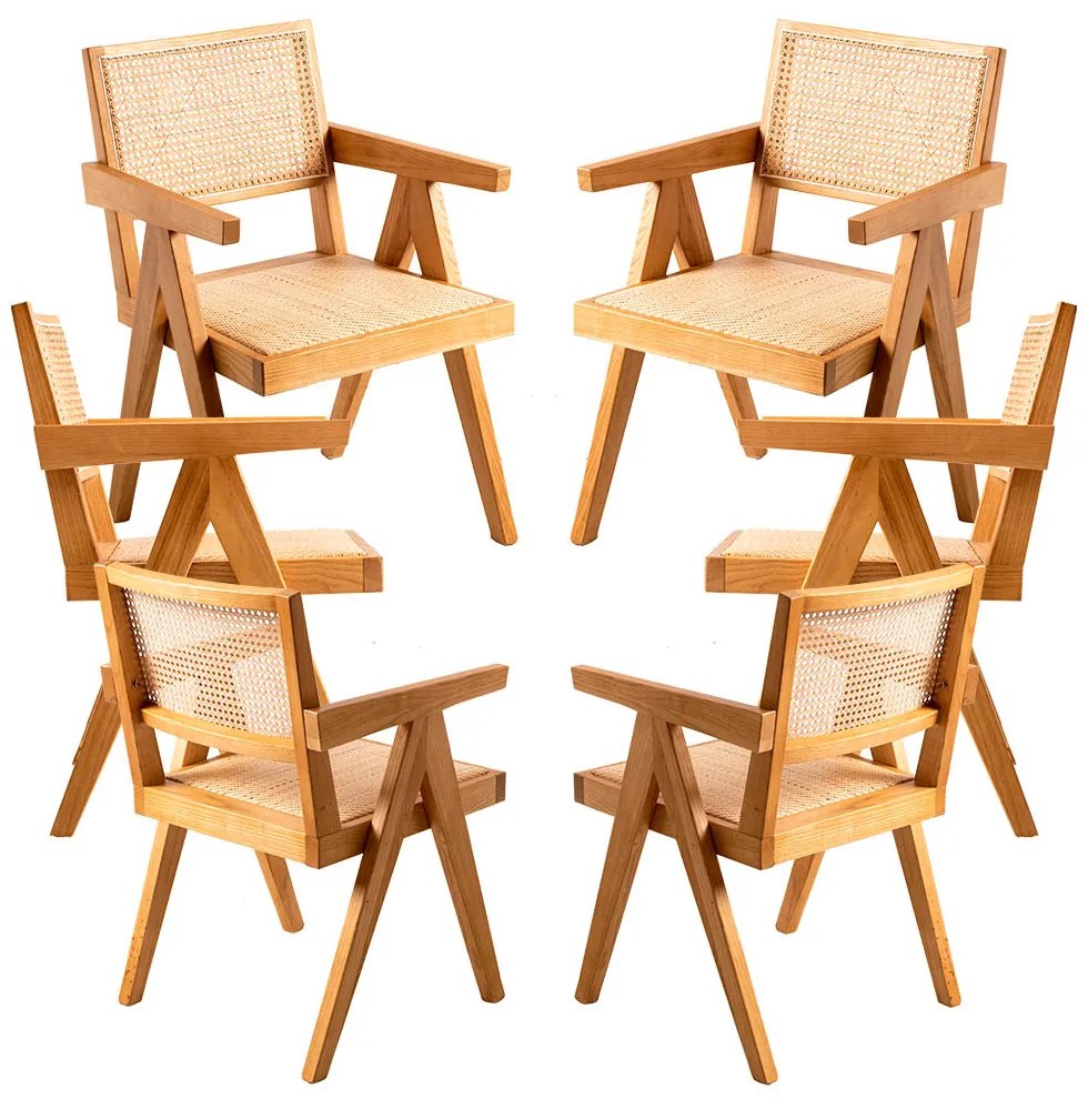 Set 6 Holz Houten Stoelen