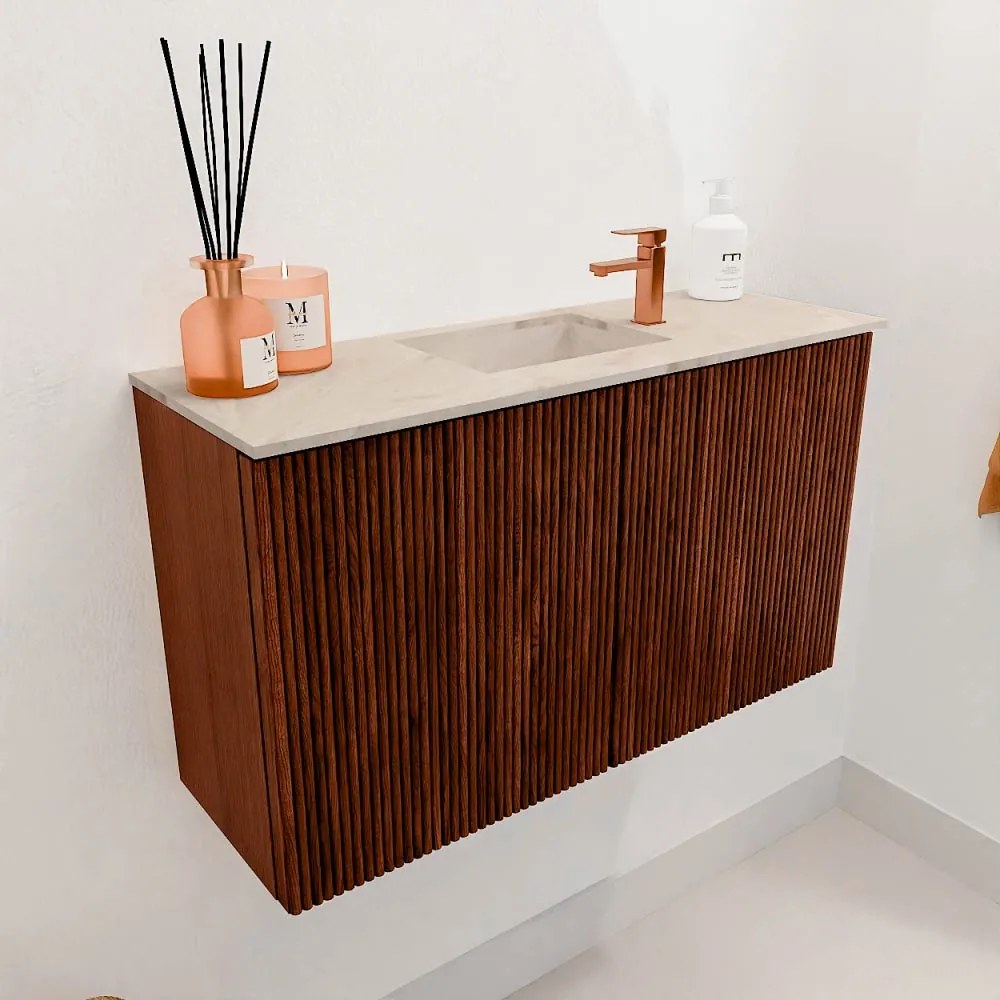 Mondiaz Joya DLux 70cm toiletmeubel ruby met wastafel faye midden 1 kraangat frappe