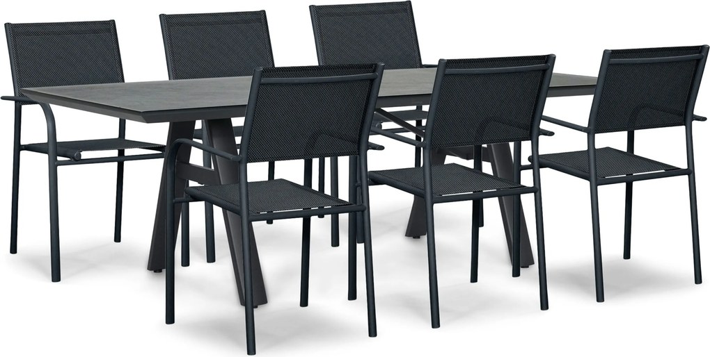 Tuinset 6 personen 230 cm Aluminium Grijs Presto Brentino/Monza