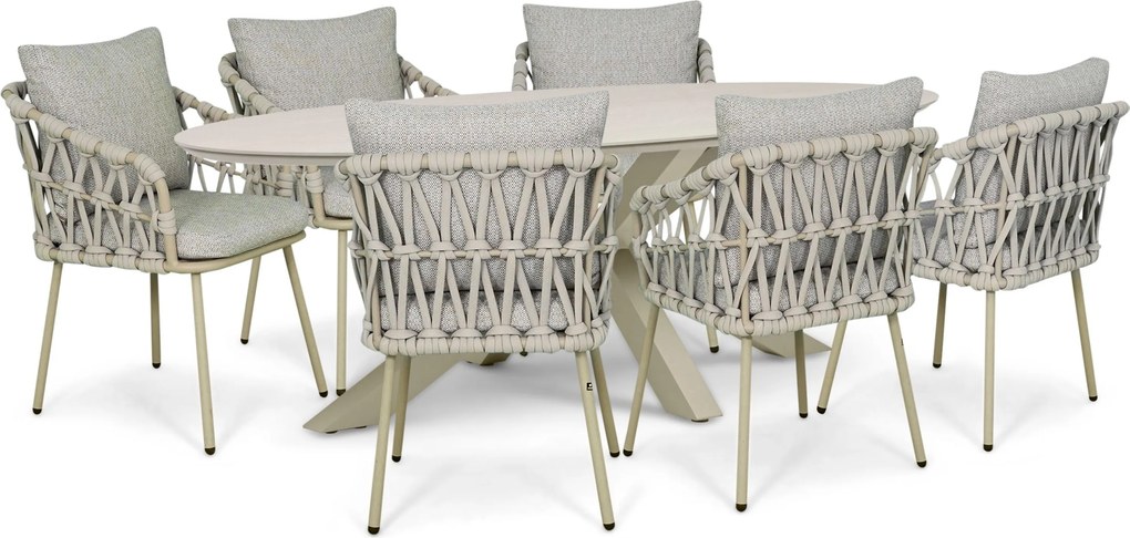 Tuinset 6 personen 240 cm Rope Zand/Beige Coco Oliva/Lunea