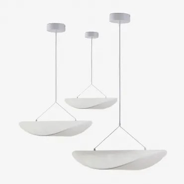 Set Van 3 Hanglampen Met Led-plafondlampen In Zelvon-stof Wit - Sklum