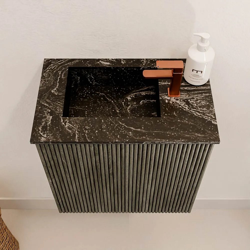 Mondiaz Joya DLux 40cm toiletmeubel shadow met wastafel faye links 1 kraangat lava
