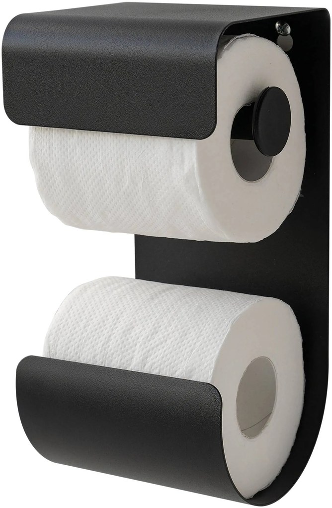 Sealskin Brix toiletrolhouder met planchet mat zwart