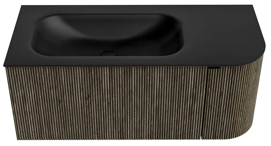 Mondiaz Kurve 105cm badmeubel ronding rechts shadow met 1 lade en deur en wastafel big small links zonder kraangat urban