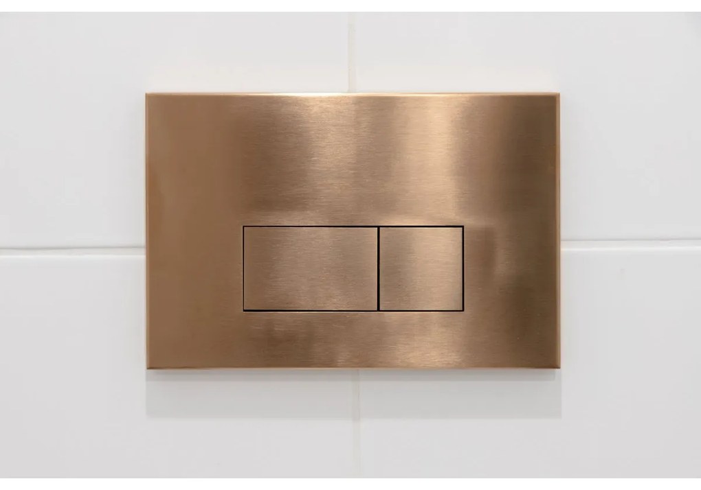 Qeramiq Push metalen drukplaat geborsteld koper met vierkante knoppen voor o.a. UP320 inbouwreservoir