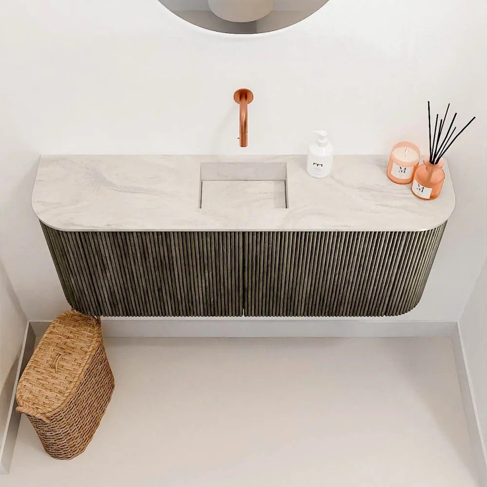Mondiaz Joya DLux 105cm toiletmeubel ronding links/rechts shadow met wastafel faye midden zonder kraangat ostra