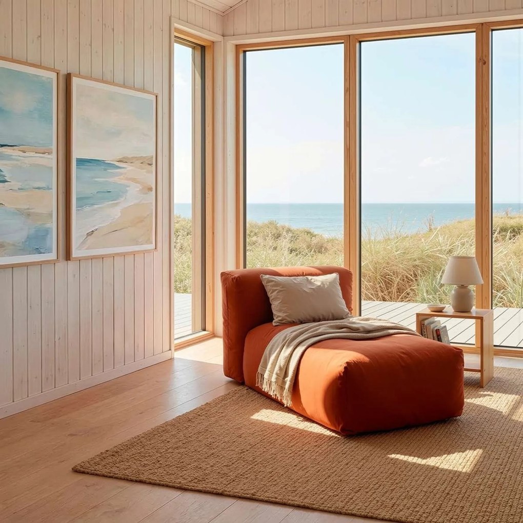 Soft Zitzak Indoor Lounger - Orange Jaquard
