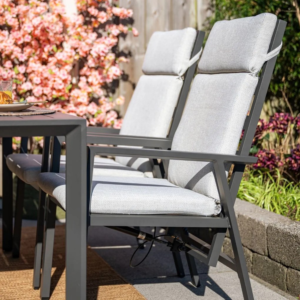 Garden Impressions Kasper tuinset 5-delig - tuintafel 160x84 cm donker grijs