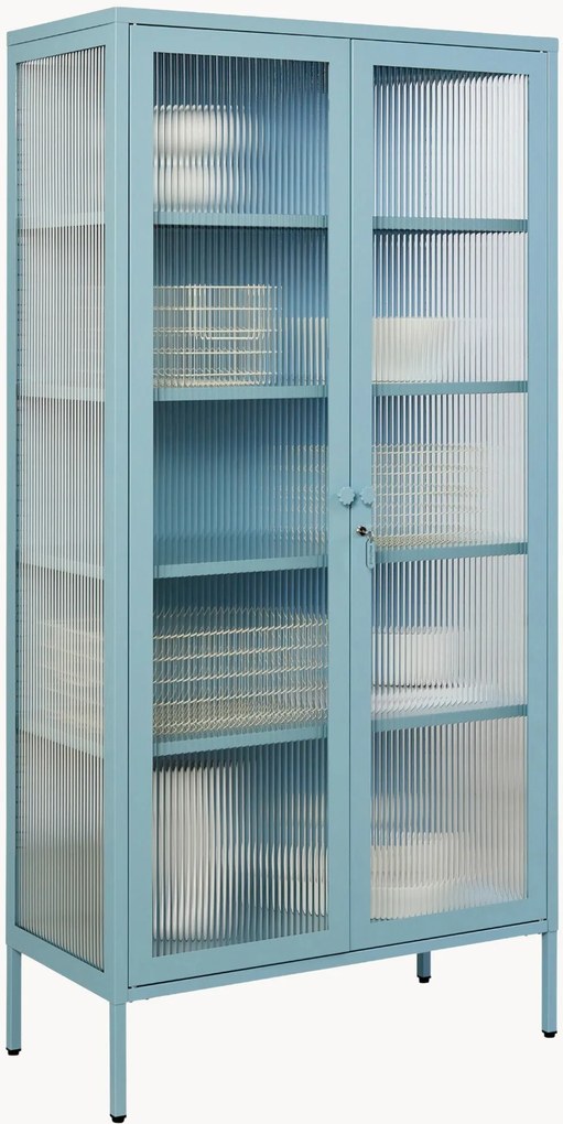 Metalen vitrinekast The Collector met gefacetteerd glas