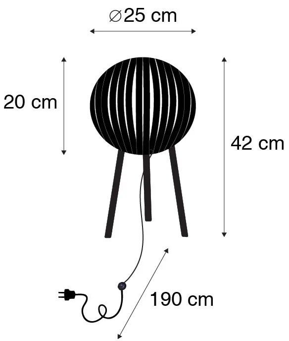 Moderne tafellamp tripod zwart - Zoë Modern E27 rond Binnenverlichting Lamp