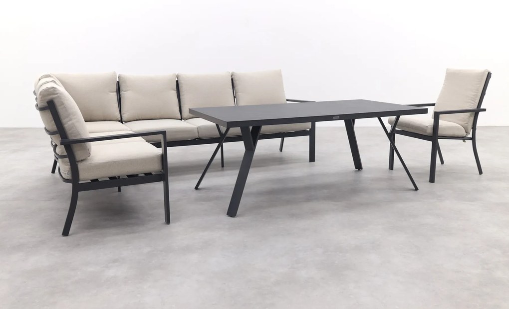 Sergio lounge dining set met stoel - Carbon/Desert - 3-delig links