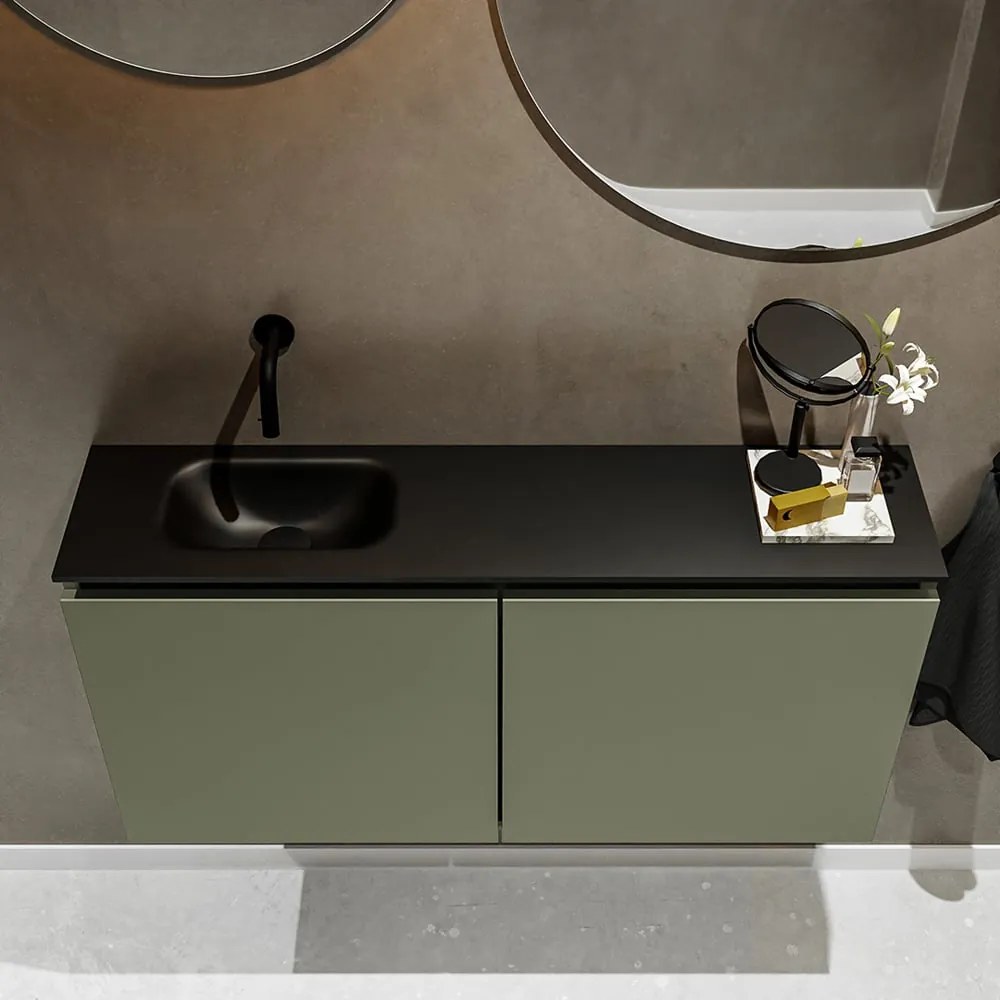 Mondiaz Ture 100cm toiletmeubel army met wastafel urban links geen kraangat