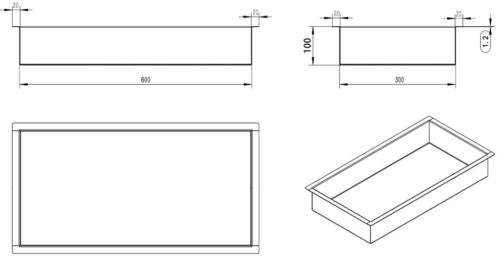 Mueller Gold inbouwnis 60x30x10cm geborsteld messing