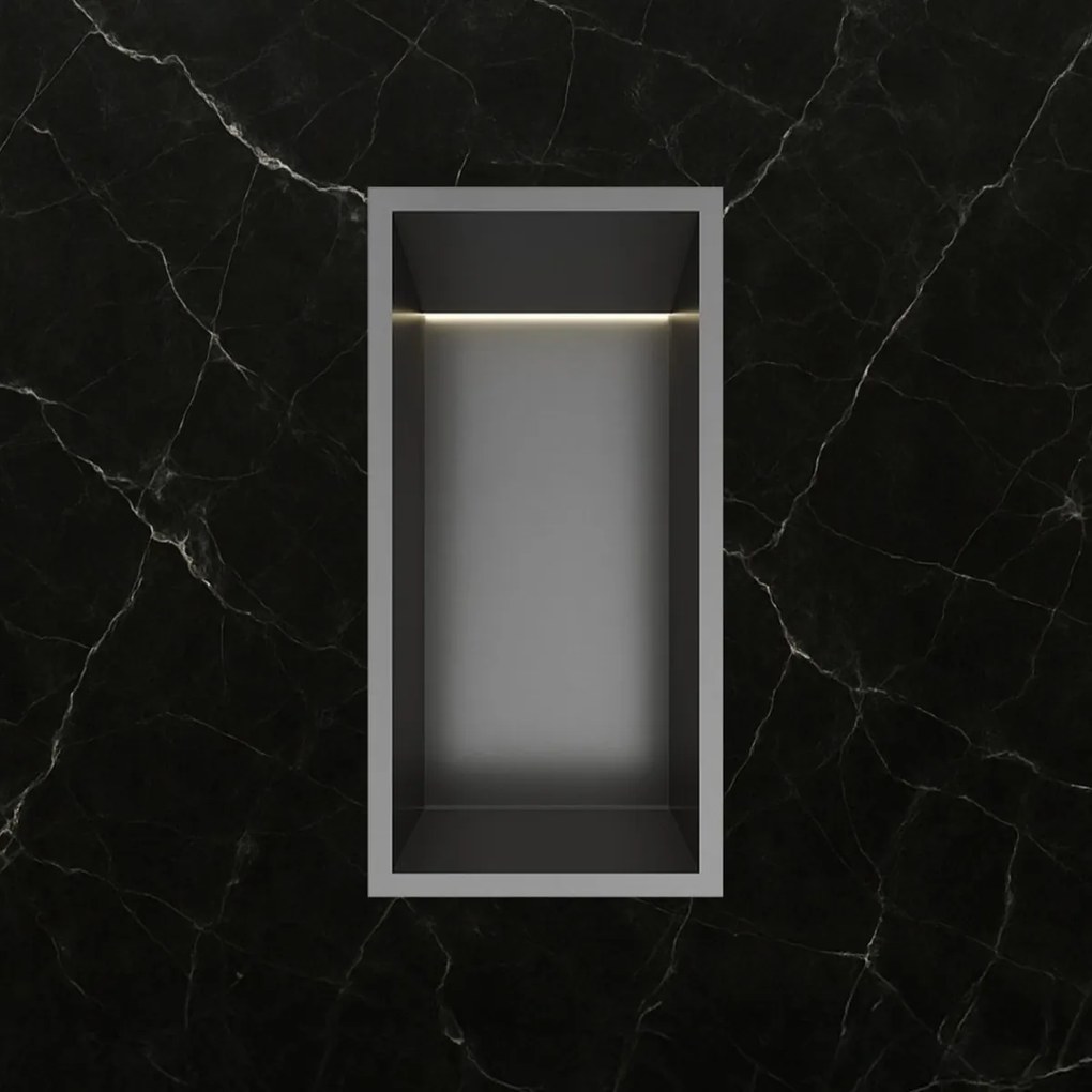 Hotbath &More inbouwnis met verlichting 30x15x10cm geborsteld gunmetal PVD