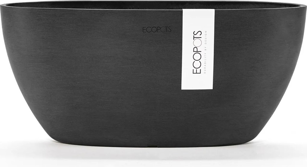 Ecopots bloempot Sofia 30 met waterreservoir- Ovaal - Dark Grey - 29,5 x 13,4 x H13,5 cm