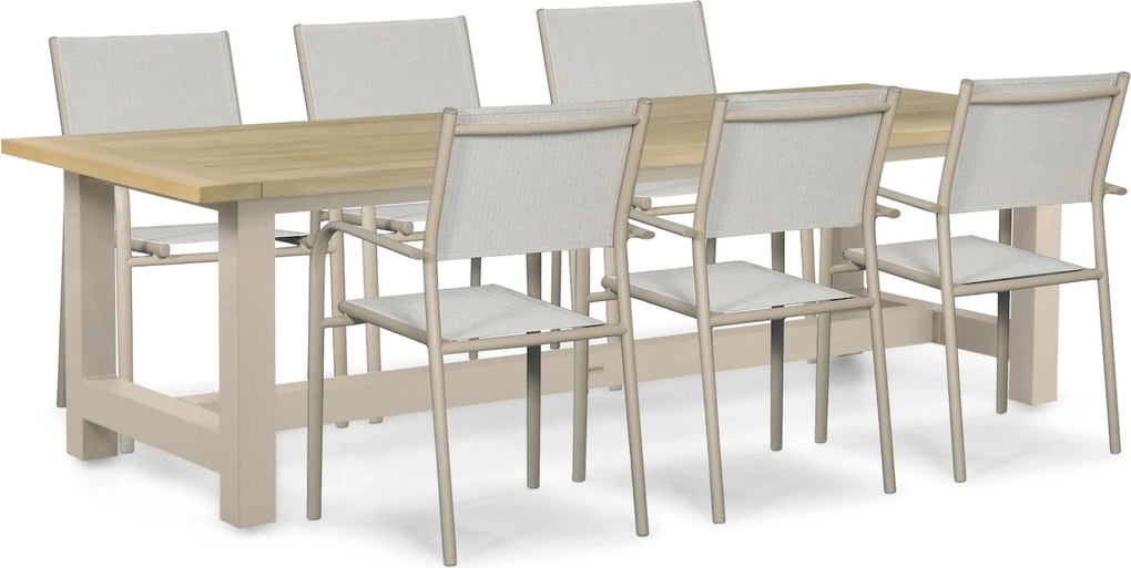Tuinset 6 personen 260 cm Aluminium Taupe Presto Brentino/San