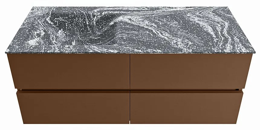 Mondiaz Vica DLux badmeubel 120cm rust 4 lades met wastafel lava links 1 kraangat