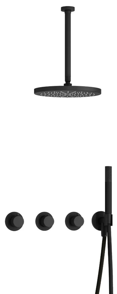 Hotbath Cobber X IBSX70 inbouwdouche met 30cm plafondbuis en 30cm hoofddouche zwart mat