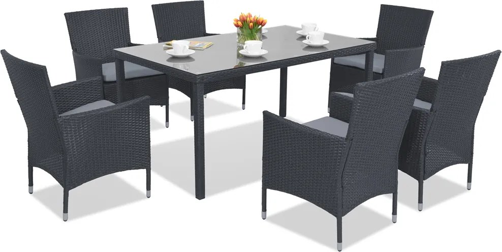 Milan/Grenada 6 Garden Point antraciet technorattan tuinmeubelen