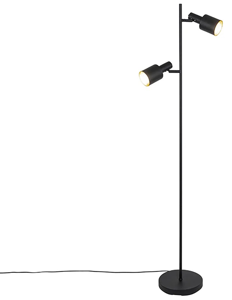 Smart vloerlamp zwart incl. 2 Wifi A60 - Stijn