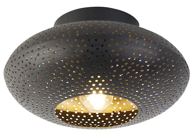 Smart plafondlamp zwart met goud 25 cm incl. Wifi P45 - Radiance