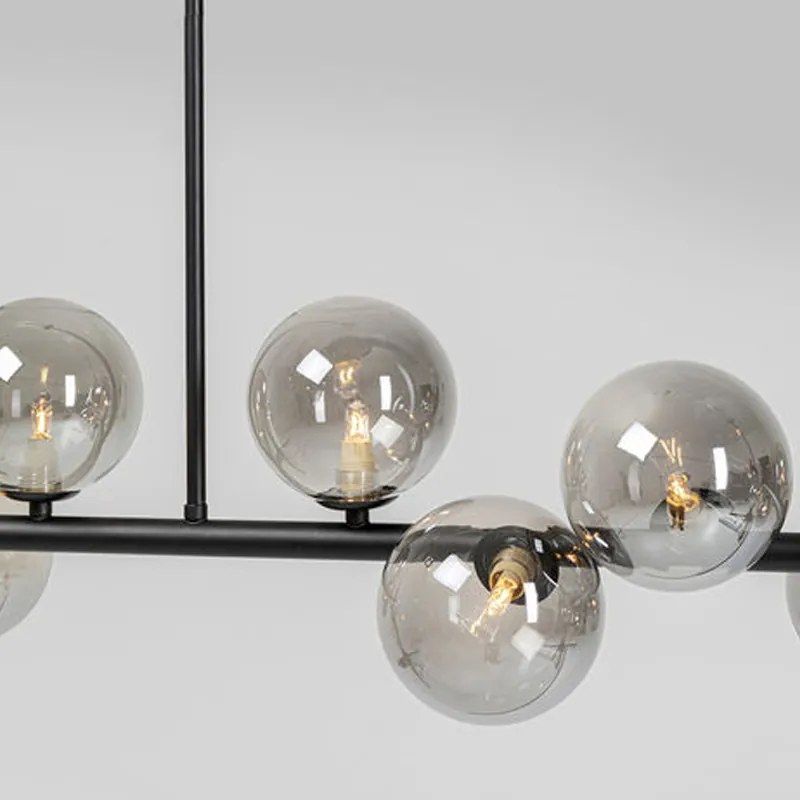 Brede Hanglamp Met Glazen Bollen Zwart