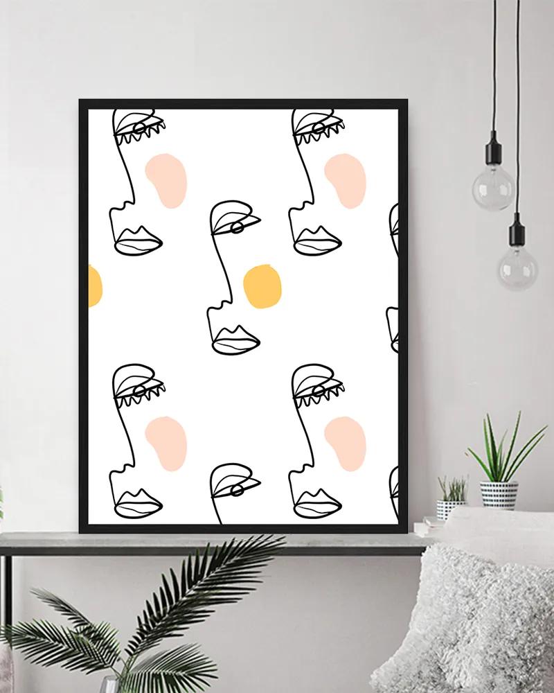 Any Image | Ingelijste print One line abstract small: breedte 30 cm x hoogte 40 cm x dikte 2.5 cm multicolour posters & | NADUVI outlet