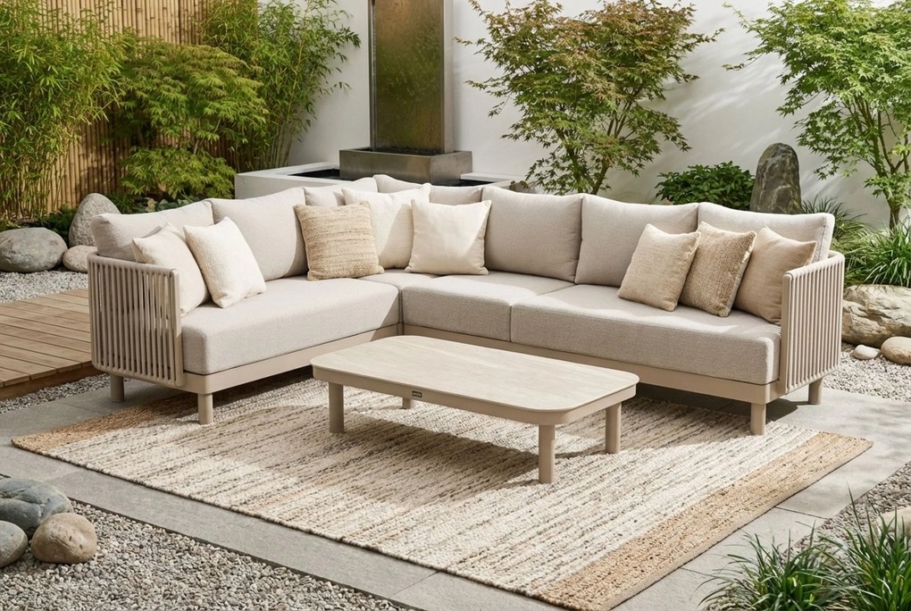 Hoek loungeset 6 personen Rope Zand/Beige Lifestyle Garden Furniture Solento