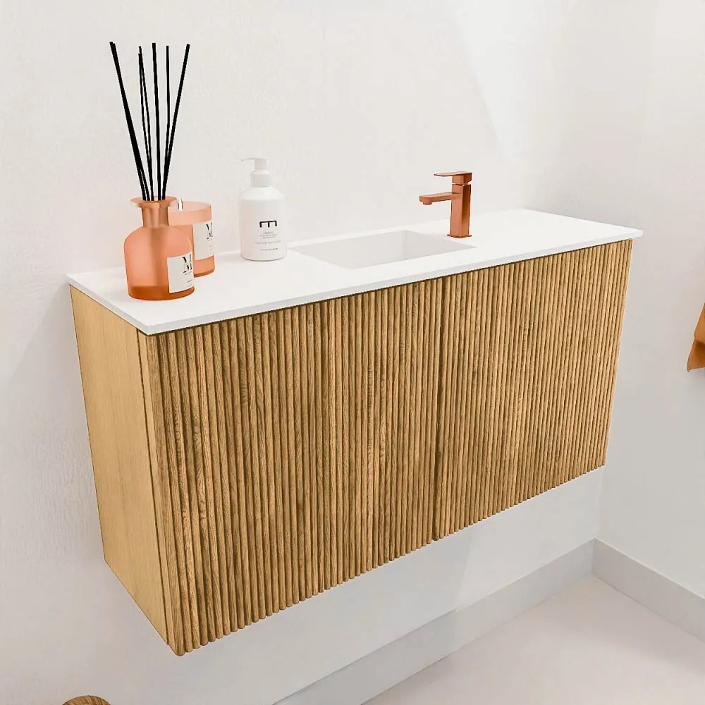 Mondiaz Joya 80cm toiletmeubel oak met wastafel faye midden 1 kraangat talc