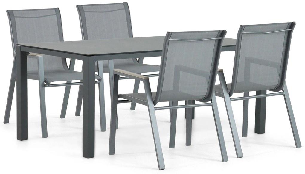 Tuinset 4 personen 180 cm Aluminium/textileen Grijs Domani Furniture Verde/Mateo