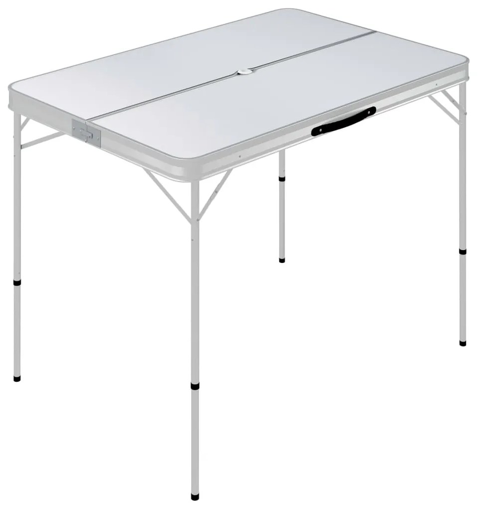 vidaXL Campingtafel inklapbaar met 2 banken aluminium wit