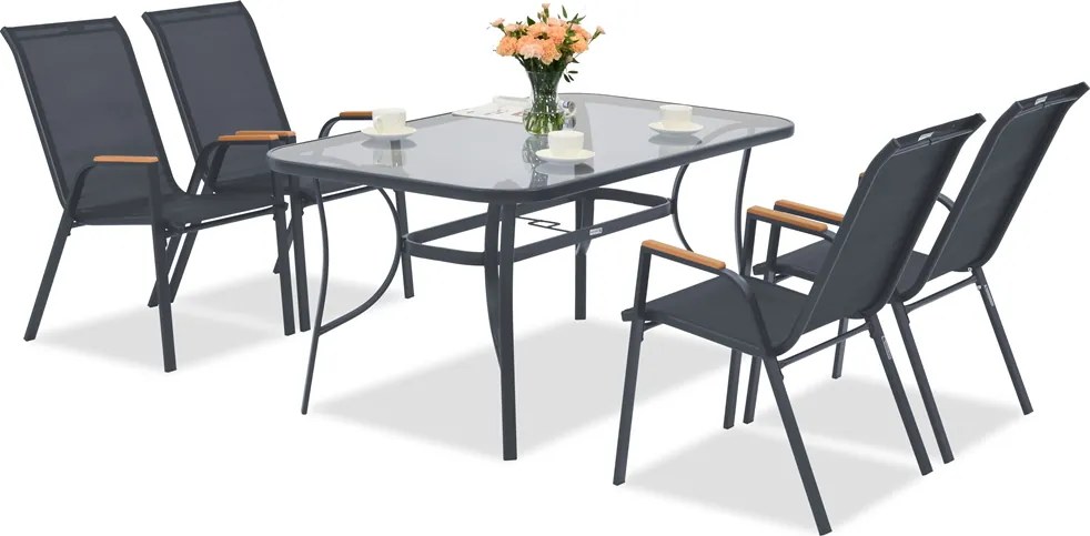 Metalen tuinmeubelen Modena/Bitonto voor 4 personen Garden Point grijs