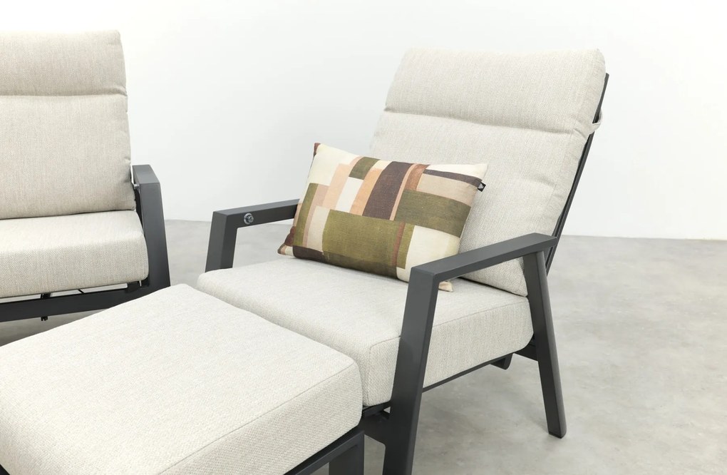 Lagos/Mindo verstelbare 5-zits stoel-bank loungeset - antraciet