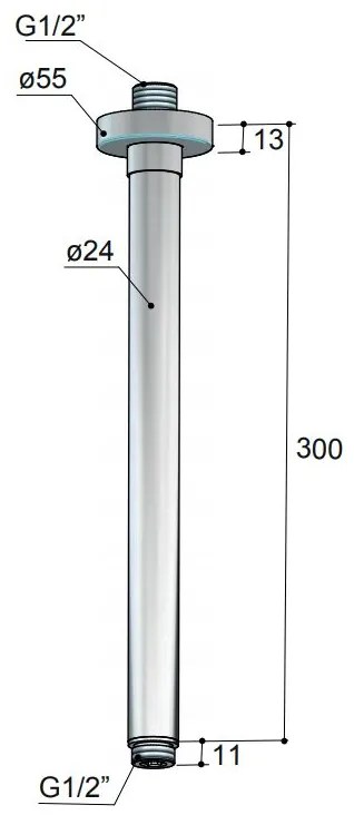 Hotbath Cobber douchearm plafondmontage rond 30cm gepolijst zwart PVD CB453