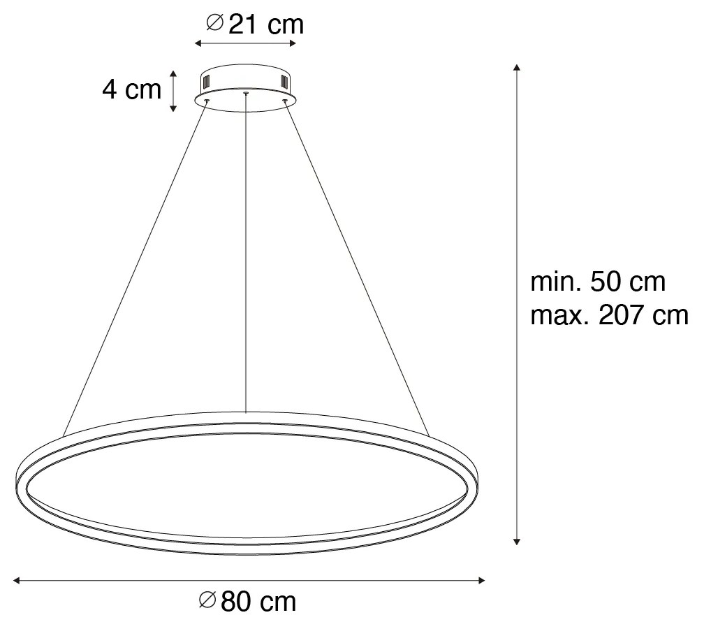 Eettafel / Eetkamer Hanglamp goud 80cm incl. LED 3-staps dimbaar - Girello rond Binnenverlichting Lamp