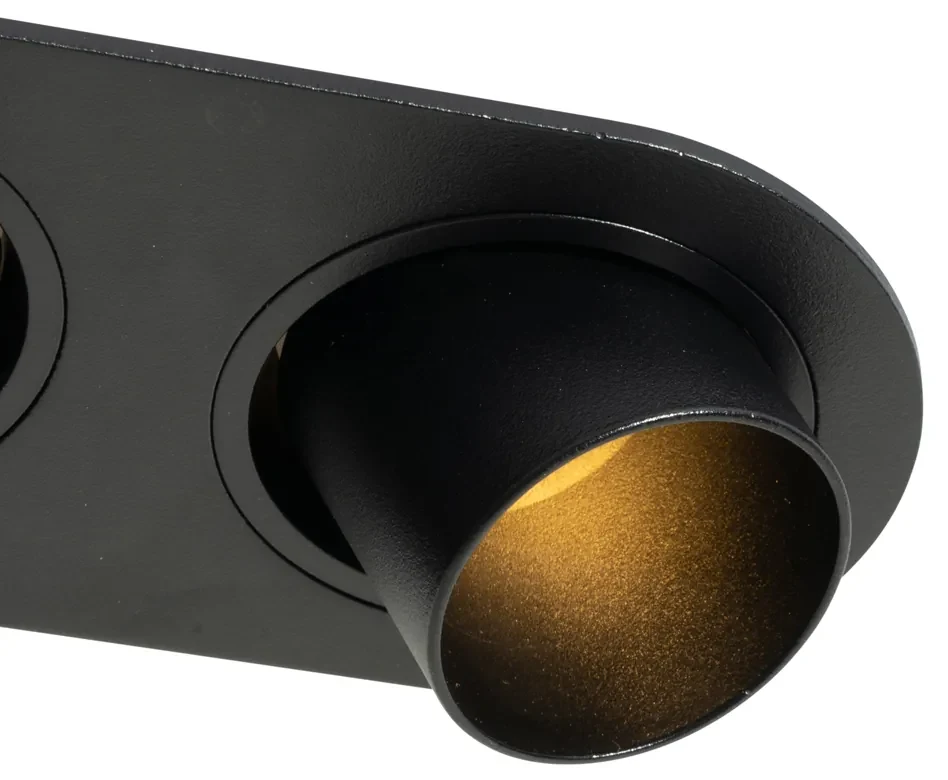 Set van 6 inbouwspots zwart GU10 35mm kantelbaar 2-lichts - Installa Binnenverlichting Lamp