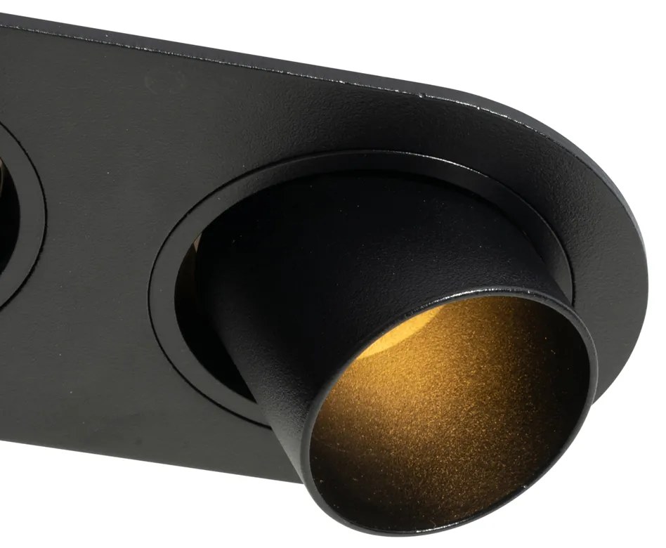 Set van 6 inbouwspots zwart GU10 35mm kantelbaar 2-lichts - Installa Modern GU10 ovaal Binnenverlichting Lamp