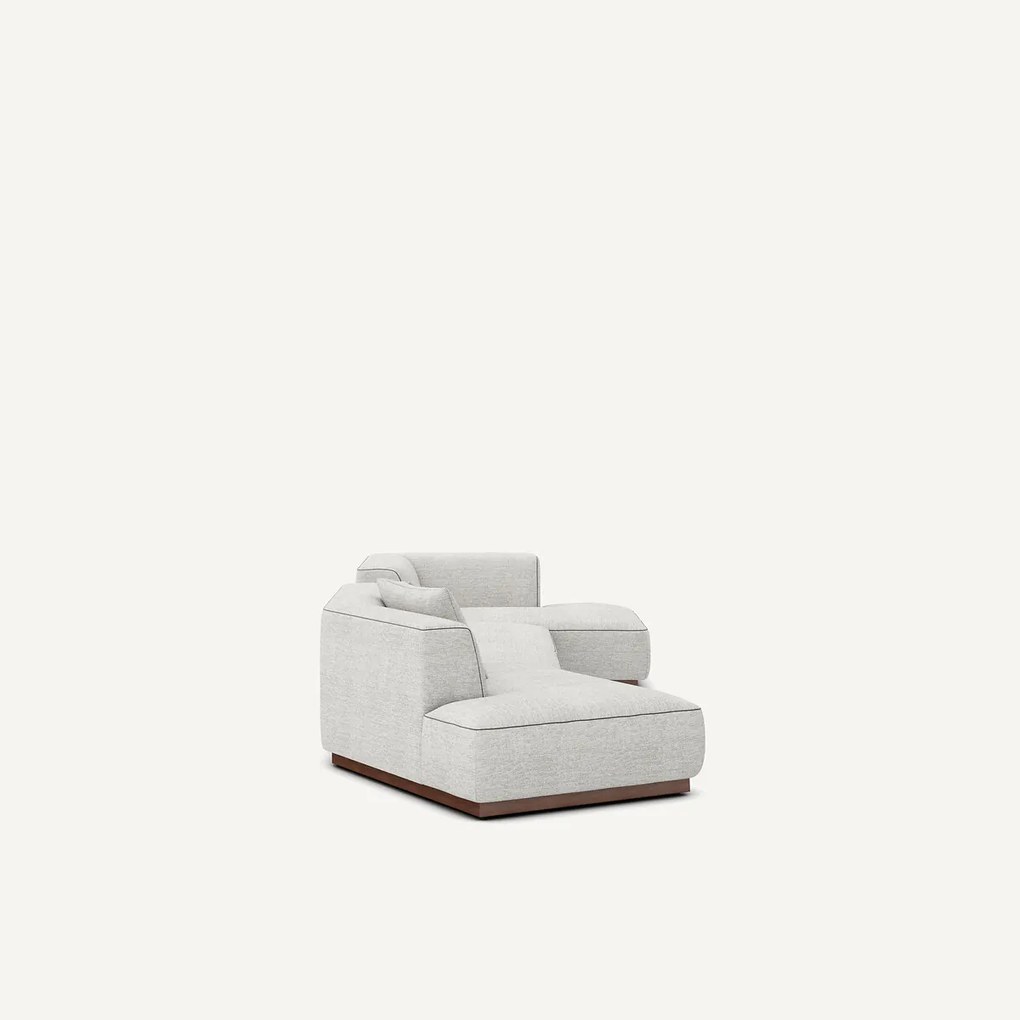 Rechte open hoekbank met voetsteun van gevlekt canvas, JACOPO