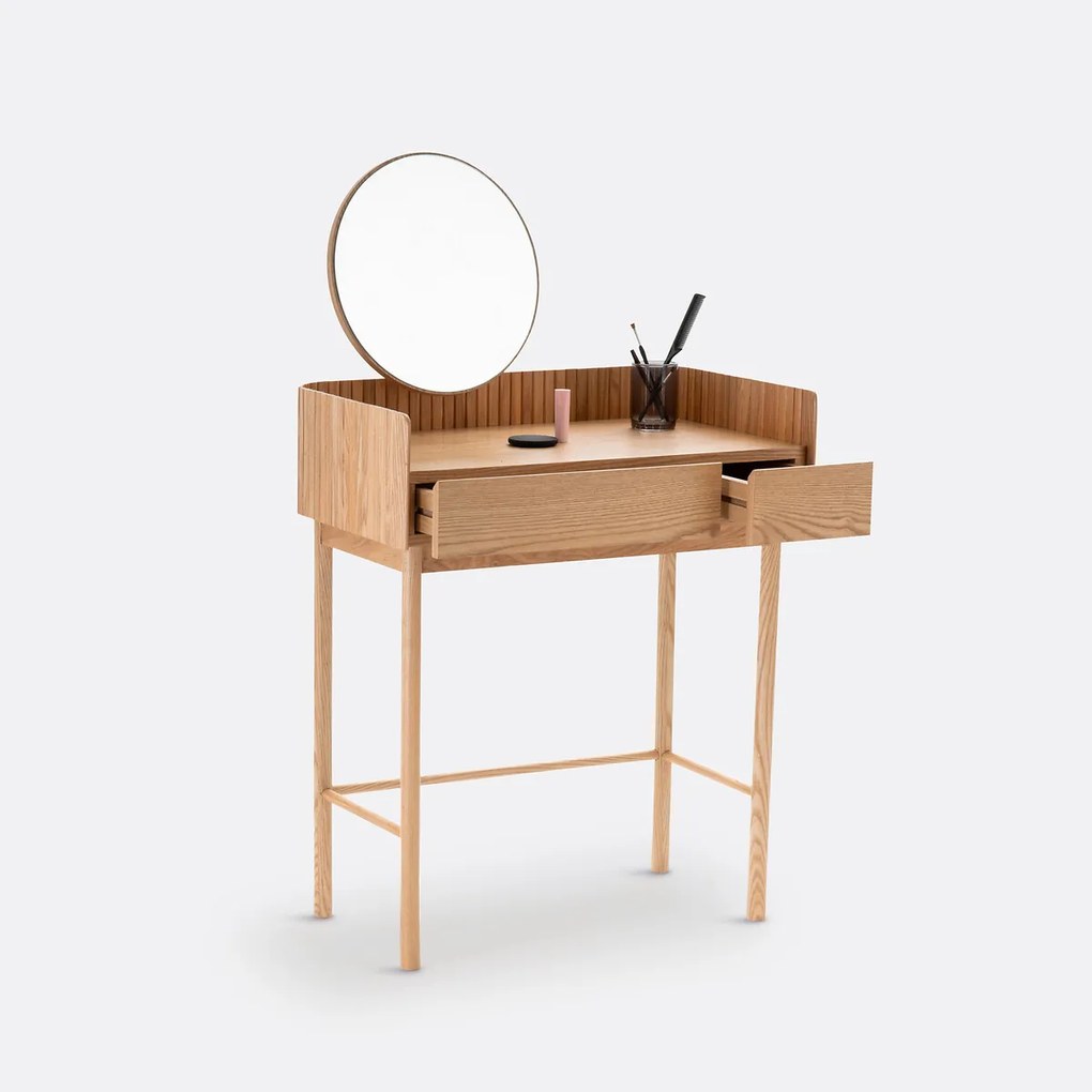 Kaptafel met 2 laden, essen en essenfineer, Latti