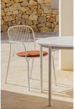 Pack Van 2 Tuinstoelen Met Armleuningen Van Staal Anerina Gardenia Wit & Terracota - Sklum