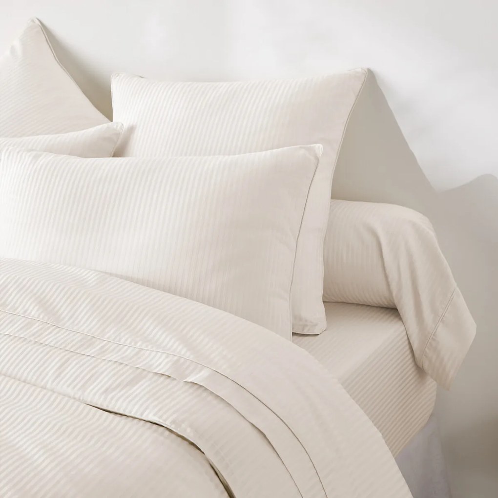 Bolstersloop in katoensatijn, Opale gestreept