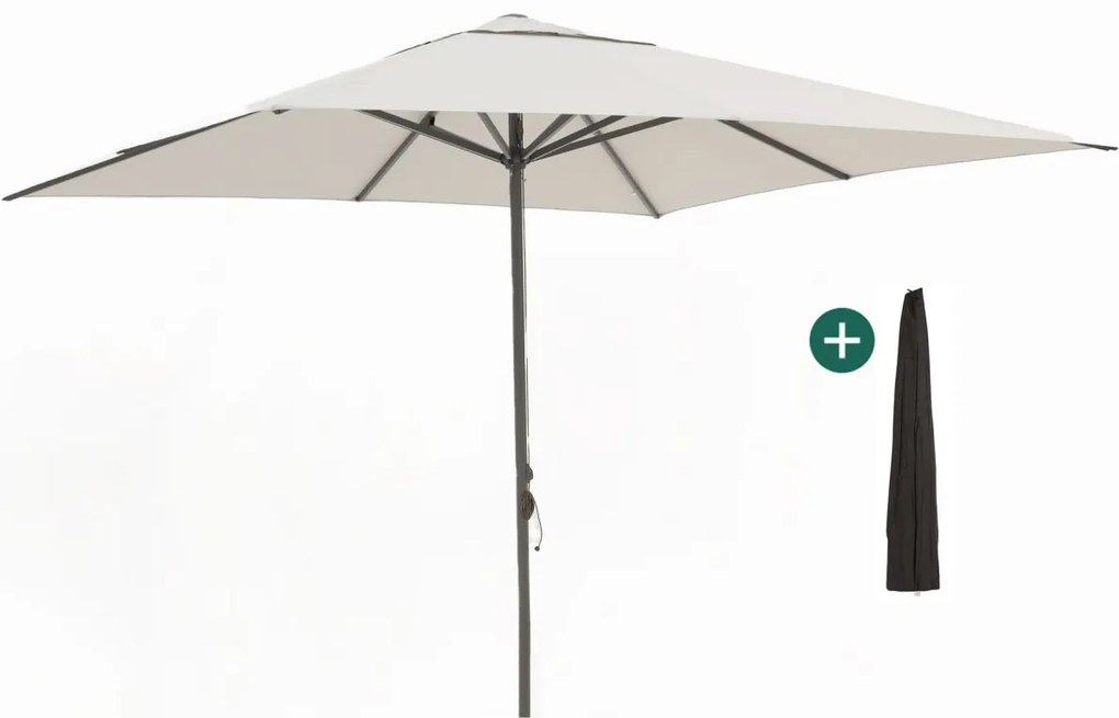 Parasol Shadowline Cuba | Inclusief hoes | Vierkant | 350x350cm | Met katrol | Grijs/Antraciet  | Kees Smit Tuinmeubelen