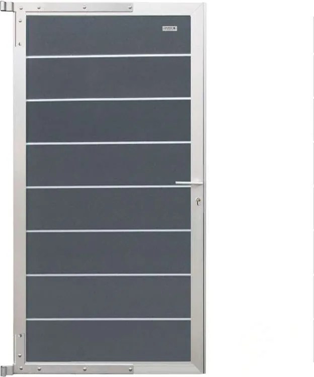 Tuindeur composiet Modular rock grey met blank aluminium frame compleet (90 x 174 cm)