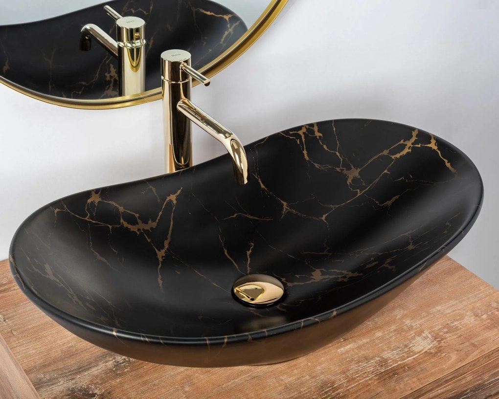 Opzetwastafel Rea Royal 60 Black Marble Mat