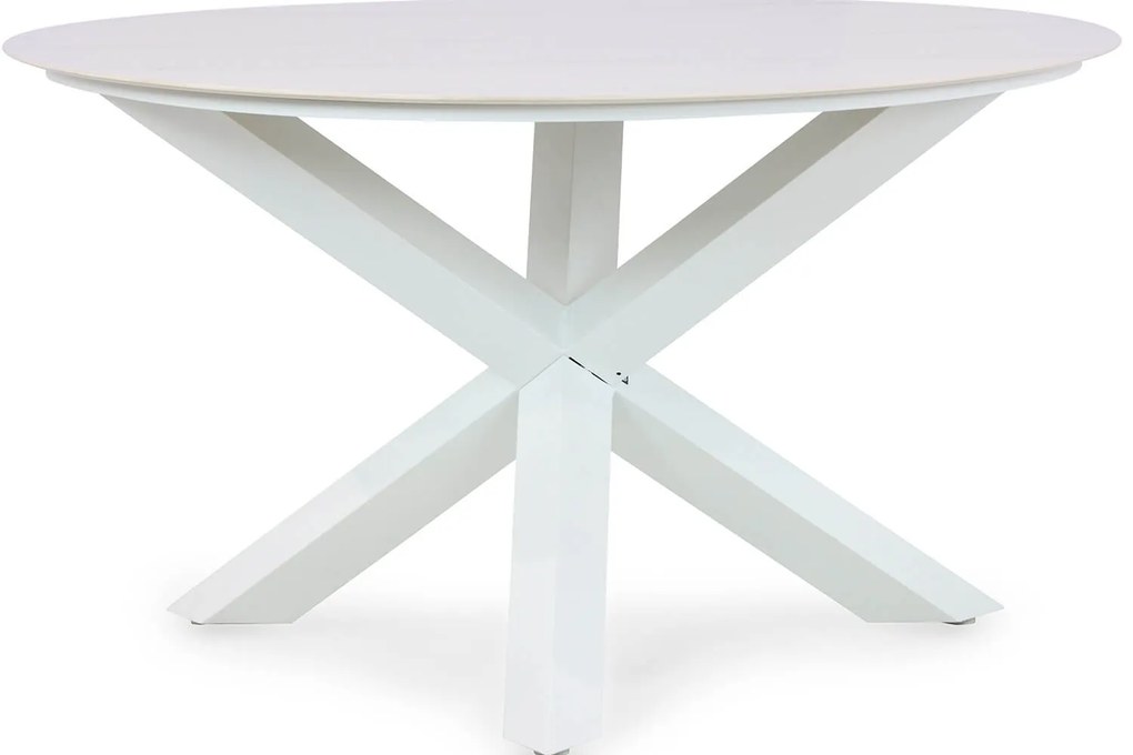 Dining Tuintafel rond 130 cm Aluminium/keramiek Wit Santika Orino