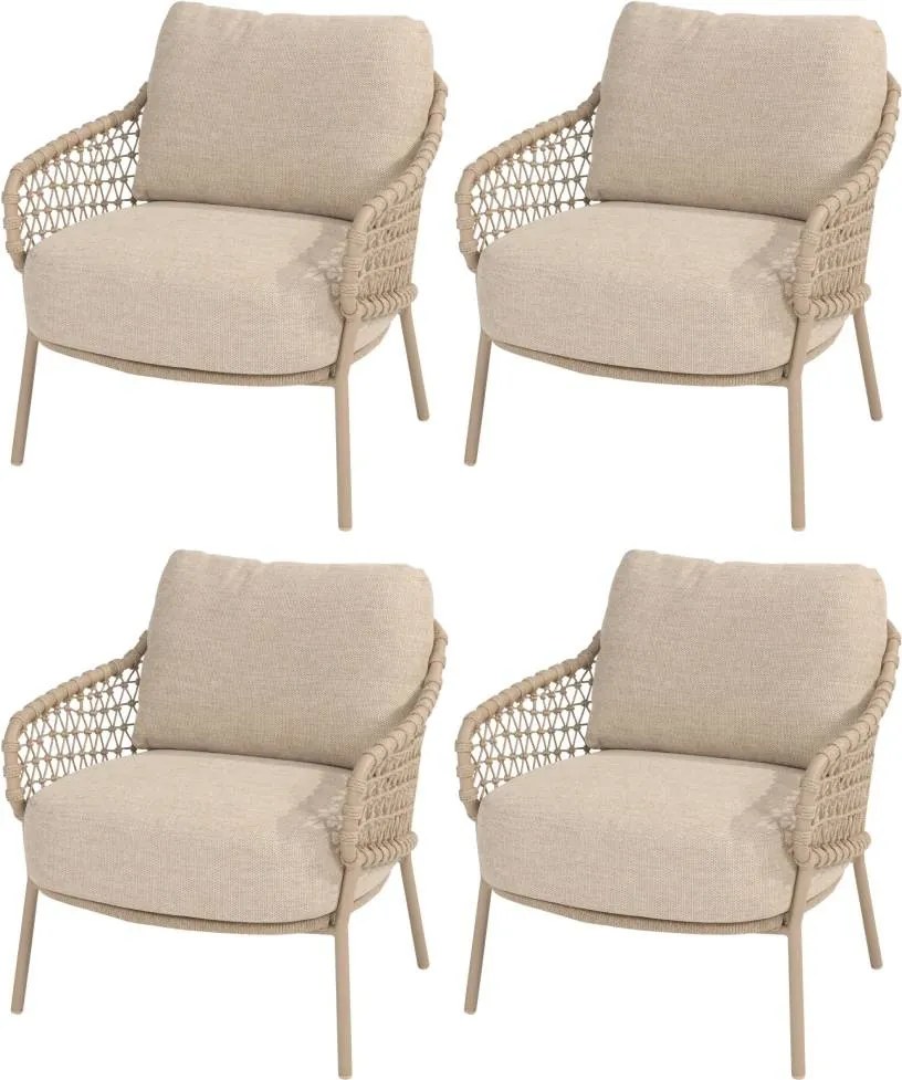 Sardinia low dining tuinstoel latte 4 Seasons Outdoor  set van 4